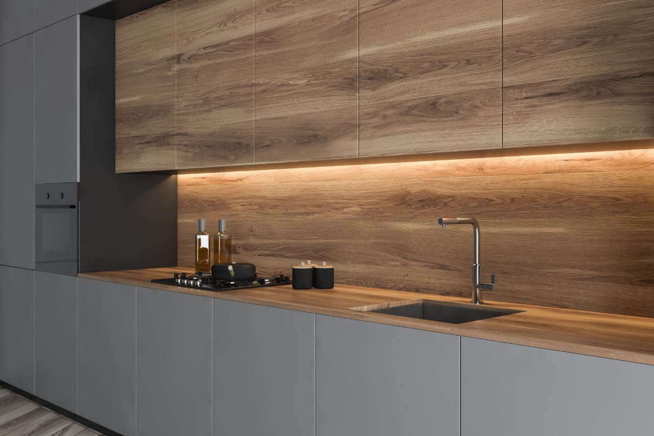 Grey & Timber Laminate kitchen Kitchen Shack