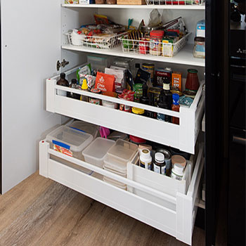 Pull out drawers for clever storage of pantry staples