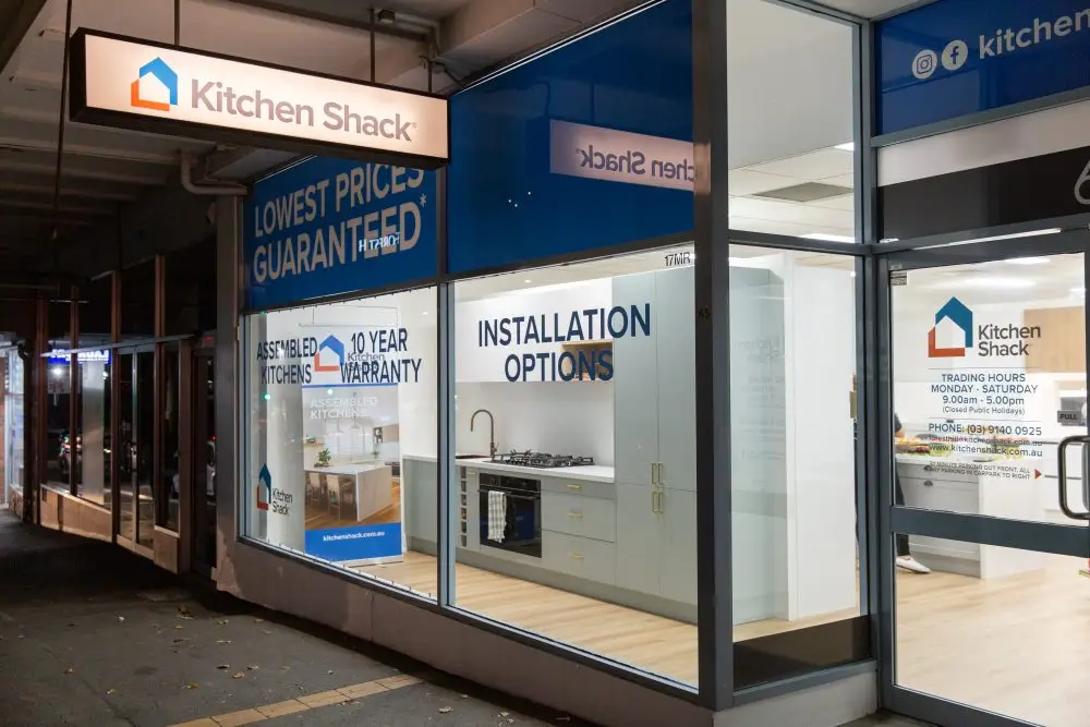 Shopfront displaying Kitchen Shack in Mahoneys Road Forest Hill