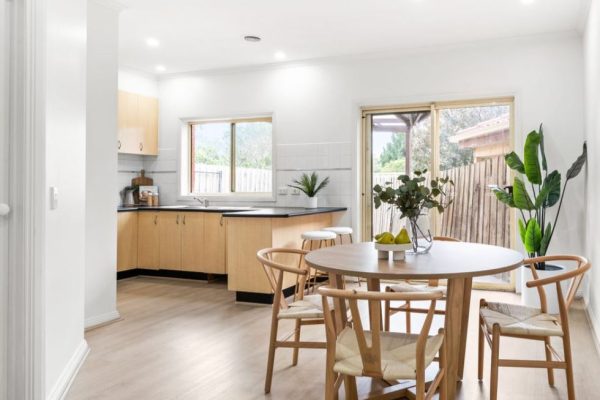 Light timber before kitchen renovation in unit in Ardeer, Melbourne