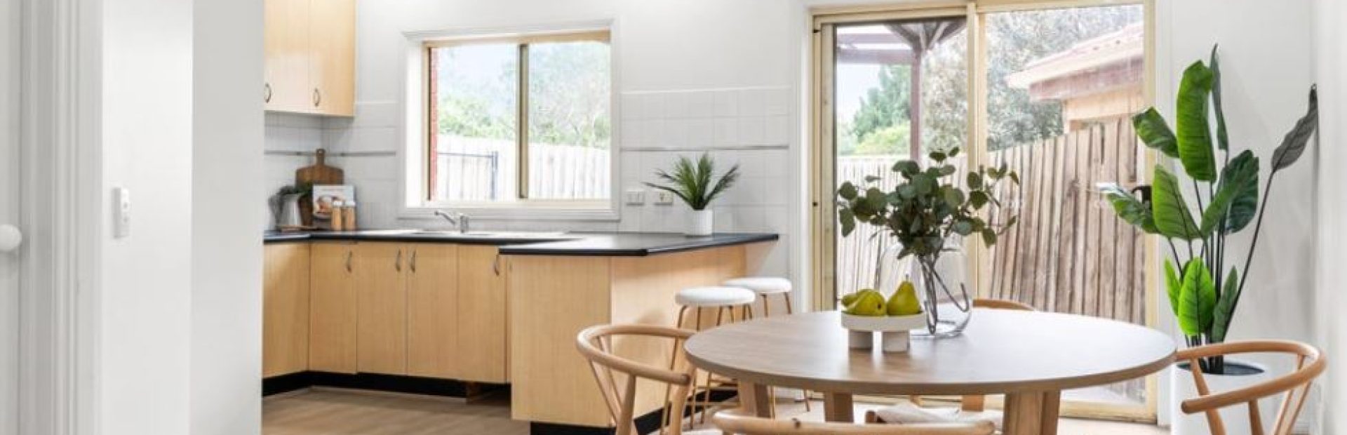 Light timber before kitchen renovation in unit in Ardeer, Melbourne