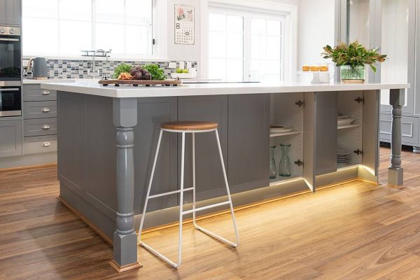 Grey Shaker Style kitchen with large island bench